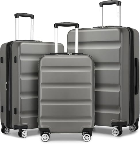 Kono 3 PCS Luggage Sets Expandable Hard Shell ABS+PC Suitcase mit TSA Lock