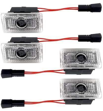 SWTHM Luci Puddle per Auto per Tesla, 4PCS Luci di Cortesia Wireless con Logo Porta Proiettore LED Lampada di Proiezione Ingresso Gradino Compatibile con Tesla Model 3 Model Y Model S Model X