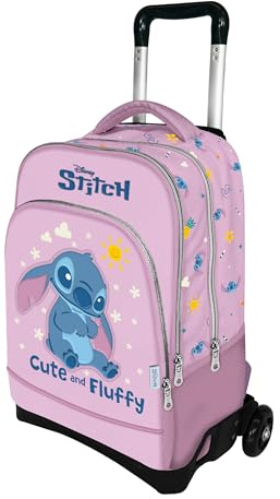 VARZI Sac à dos Trolley école Stitch : un compagnon de voyage joyeux et pratique, avec un design coloré et spacieux, parfait pour l'école et chaque aventure quotidienne avec stylo offert, bleu ciel