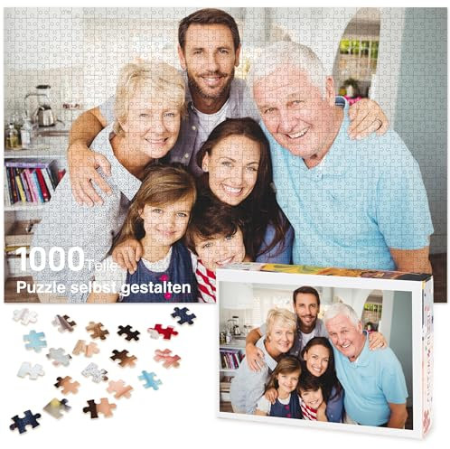 Easycosy Personalisiertes Puzzle mit eigenem Foto - 1500/1000/500/300 Teile: Gestalte selbst Puzzle mit Bild, Fotopuzzle - Valentinstag Foto Geschenk für Sie, Freundin Frauen Pärchen Mama Kinder