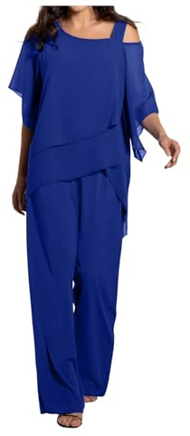 Completo Donna Elegante Cerimonia Estiva Orlo Irregolare Curvy Camicia Pantaloni Larghi Due Pezzi Tuta Completa Taglie Forti Casual Leggero Cerimonia Set Coordinato Estivo Comodi Mode Tuta Tinta Unita