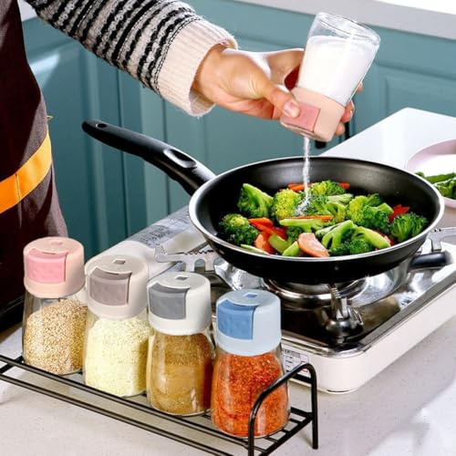 0 5 g Dispenser di sale dosatore 180 ml bottiglia di vetro per un facile condimento di sale e spezie (rosa)