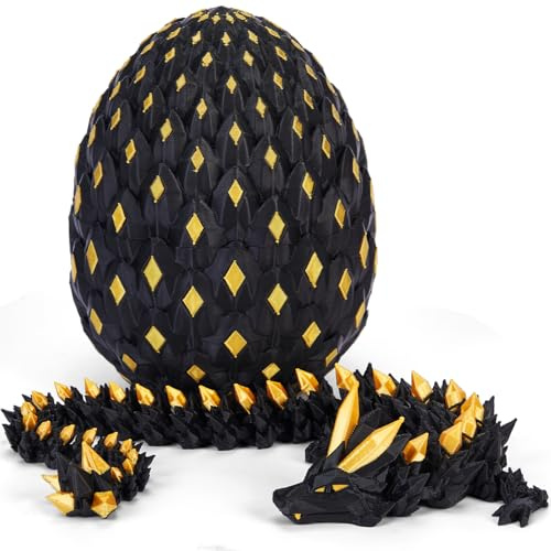 HIMS Huevo de dragón impreso en 3D, juguete de cristal móvil, huevos de Pascua sorpresa (oro luminoso)