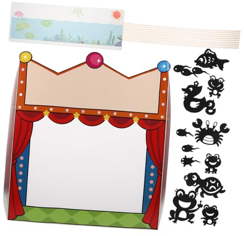 Toddmomy Schattenpuppen Satz für Kinder Selbstgemacht Handpuppen Modell mit Bühne für Kreatives Basteln und Puppentheater