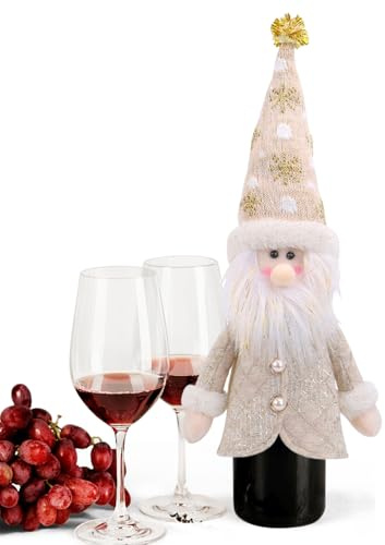 Weinflaschen Deckel Weihnachts Puppen Design | Bierflasche Deckel Hülle | Wiederverwendbarer Beutel Weihnachtstischdekoration für Festliche Feiern