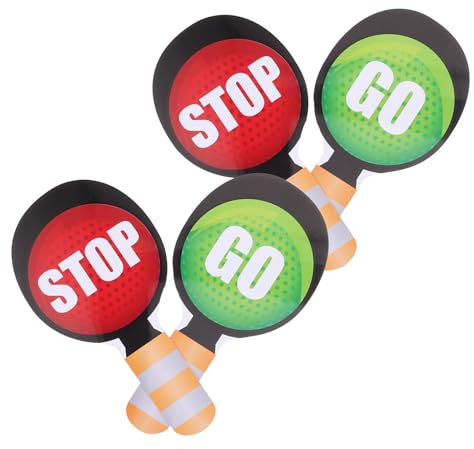 FRCOLOR 4pièces Jeu de Signalisation Routière Panneaux Stop Passage Double Face à Main pour Garçon Fille Simulateur de Circulation Panneaux de Signalisation pour Classe et Jeux Éducatifs
