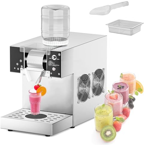 Macchina per Granite e Ghiaccio a Fiocco di Neve - Frantoio Rotante Automatico per Coni di Neve - Spessore Regolabile Attrezzatura per Negozi di dolciumi per Cocktail da Bar/Latte,