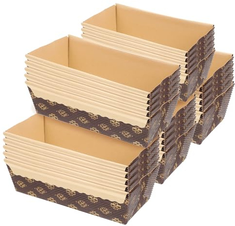 Alipis 25 Moldes de Papel para Pan (15 X 7,6 X 5 Cm) - Minibandejas Resistentes Al Aceite para Pan de Plátano, Rápido Y Artículos de Panadería