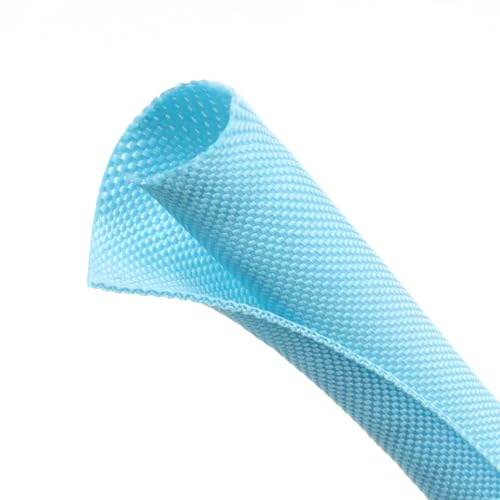 Automotive Wire Loom Tubing, Split Braided Cord Protectors from Pets No Chew, Flexible Cable Sleeve Cable Management for TV/Computer/Electric Wires (Sky Blue, 5/16-10ft)