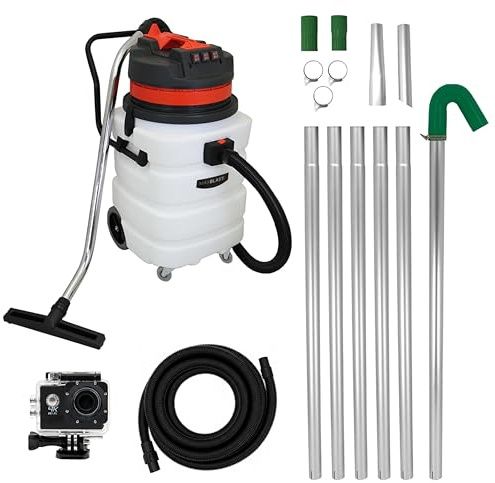 Gutter Cleaning Vacuum System 90L Wet & Dry Hoover 24ft Pole Kit 1.2m to 7.2m Long Reach 5m Hose 4K Inspection Camera Triple Motor 3000W Power Wide Angle Zoom Accessories Carry Bag Included Bundle