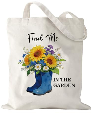 Gardening Gift Garden Gifts for Women Flower Sunflower Canvas Tote Bag for Plant Lovers Gardeners Find Me In The Garden Canvas Bags for Work Shopping Travel Gym Weekender Vacation