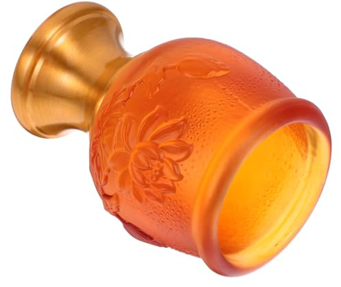 FRCOLOR Copa de Agua Auspiciosa Pequeña de Vidrio Metalizado para Ofrendas Budistas Cáliz Sagrado Multifuncional para Rituales Religiosos y Decoración del Hogar