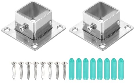 QUARKZMAN 2Pcs Base Quadrata Per Palo 2mmT Flangia In Acciaio Inox | Adatte A Paletti 1 x 1, Basi Per Montaggio Paletti, Per Ringhiere E Recinzioni, Accessori