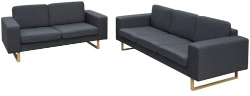 PUGYNBK 2-Sitzer und 3-Sitzer Sofa Set Dunkelgrau, Polstergarnitur mit breiter Sitzfläche und dick gepolsterten Kissen für ultimativen Sitzkomfort, strapazierfähiges Gewebe,