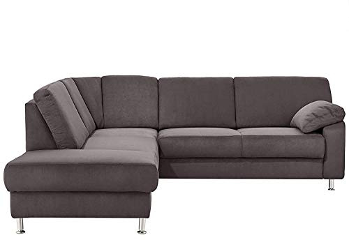 Cavadore Ecksofa Belfast mit Ottomane links / Polsterecke mit Federkern / inkl. Vorziehsitz und Bettkasten / 243 x 88 x 218 / Mikrofaser Grau