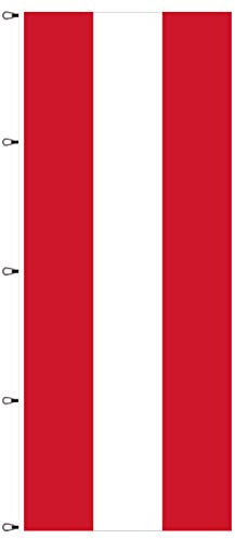 Österreich Flagge 120x300 cm Fahne Austria Nationalflagge Nationalfahne Stoff 110g / qm für Fahnenmasten mit Ausleger