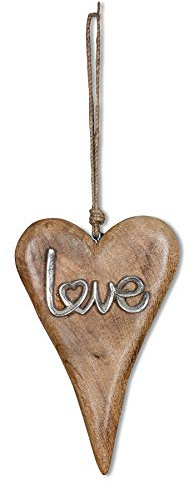levandeo Aufhänger Mango Holz Schriftzug Love H26cm Wanddeko Türschild Holzdeko Deko Herz Wohndekoration