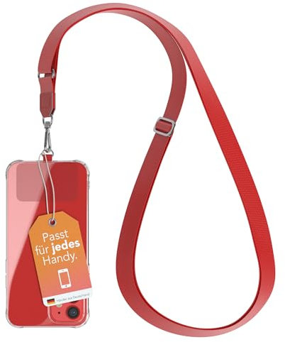 EAZY CASE catena universale per cellulare adatta a tutti gli smartphone, catena da appendere, cover con cordino, catena per smartphone da portare in giro, cinghia per cellulare, Rosso