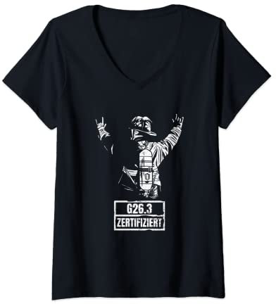 Damen Feuerwehr AGT G26.3 zertifiziert Feuerwehr Atemschutz T-Shirt mit V-Ausschnitt