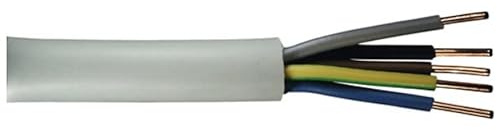Pollmann NYM J 3x1,5 3x2,5 5x1,5 5x2,5mm² Mantelleitung Elektroleitung Kabel 1-25m (NYM-J 5 x 1,5mm², 5 Mtr.), Grey
