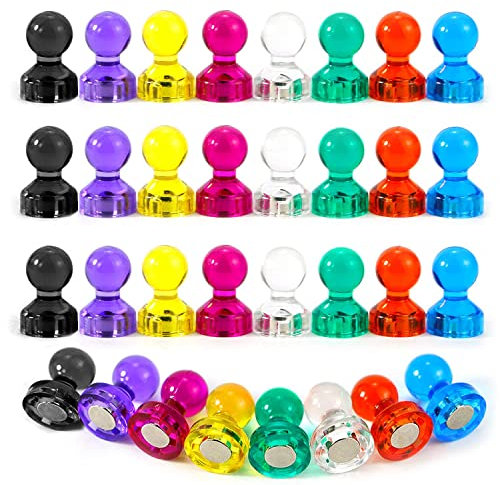 Lot de 32 aimants en plastique pour tableau blanc, 8 couleurs, 11 x 17 mm, aimants coniques, aimants de réfrigérateur pour tableau blanc, tableau d'affichage, réfrigérateur, carte