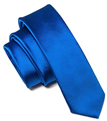 JEMYGINS Krawatte Herren Schmale 5CM Satin Blau in Seide Hochzeit Schlips