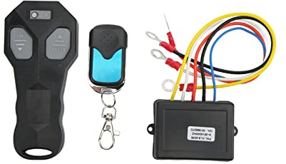 Aramox Wireless Winch Remote Control Kit, 434MHZ Receiver & Waterproof Remote Switch Handset, 75ft (22.86m) Range, 9‑30V Operation for Truck Car ATV Recovery Winches