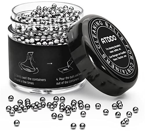 ATDDO 1500 Stück Reinigungsperlen Edelstahl Reinigungskugeln für Flaschen, Dekanter, Vasen, Karaffen, Weinkaraffe, Glasflaschen 3mm Durchmesser Rostfrei