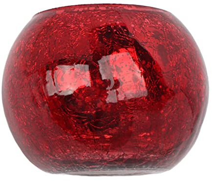Hztyyier Glass Tealight Candle Holder, Red Ice Flower Design, Votive Jar for Wedding, Valentine's Day, Party Table Decor