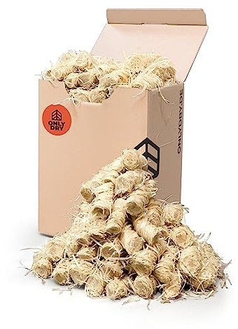 Onlydry Kamin-Anzünder und Grill-Anzünder (Ofen-anzünder, Anzündwolle, Anzündhilfe) aus Bio Holz-Wolle und Wachs - schnell und umweltfreundlich 80 Stück