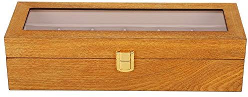 ANKROYU Uhrenbox aus Holz Mit 6 Gittern, Uhrenaufbewahrungs Organizer Mit Durchsichtigem Deckel, Zur Aufbewahrung von Schmuck Und Uhren
