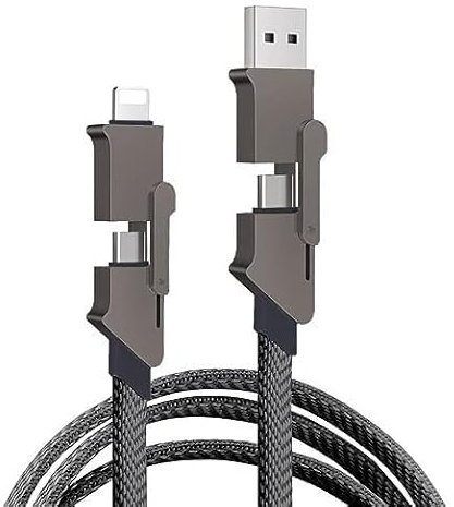 Aiivioll 4-in-1 USB C Ladekabel, 60W Multi-Ladekabel mit Phone/Typ-C/USB-A-Anschlüssen für Samsung Galaxy S21 A13, Phone 15/14 Pro/15/14 Max/15/14(1 m/Dunkelgrau)