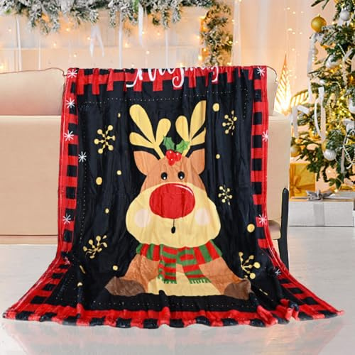 LLTTEER Weihnachten Kuscheldecke Sherpa Fleece Decke Wohndecke Flanell Fleecedecke Als Sofadecke und Kuschel Couchdecke (150 x 200 cm, Weihnachten-04)