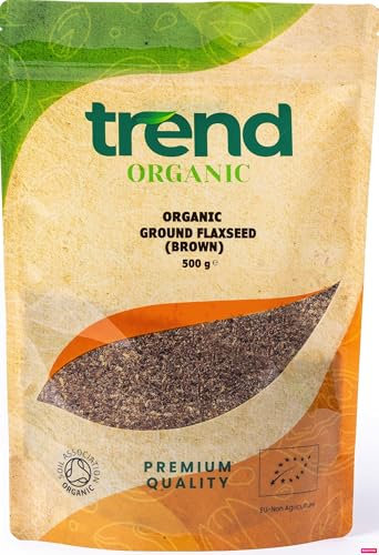 Trend Organic Ground Flaxseed (Brown) 500g-Milled Linseed Seeds, High in Protein, Rich in Fibre and Omega-3s, Certified Organic, Vegan, GMO-Free, No Additives, No Preservatives, Raw