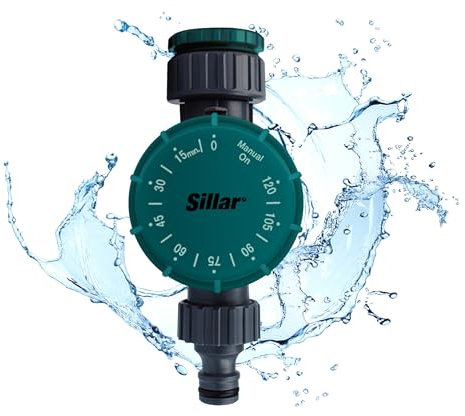 Sillar Timer Irrigazione, Rubinetti Temporizzati Automatici da 1 e 3/4, Programmatore Irrigazione per Giardino, Timer Irrigazione Automatica e Manuale