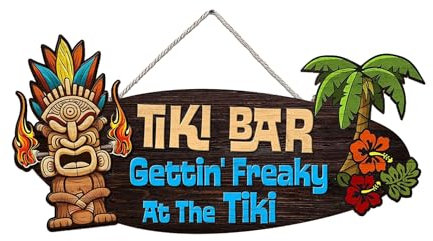 Tiki Bar Accessories - Letreros de bar, decoración Tiki Bar, Tiki Huts, Tiki Lounge, barra colgante abierta, letrero de madera, accesorios de bar, cerveza, cócteles, decoración de playa, letreros de