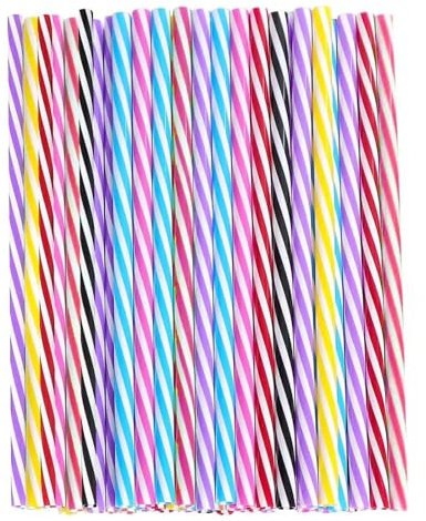 SUNZWO Kunststoff Trinkhalme – 60er Pack Wiederverwendbare Plastik Strohhalme, BPA-frei – Trinkhalme für Cocktails, Smoothies und Partys