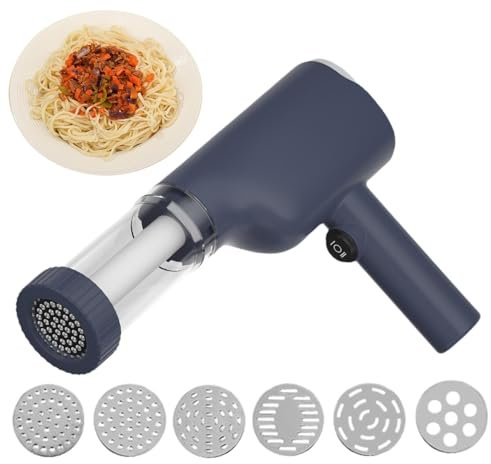 Machine À Pâtes Électrique, Portative Multifonctionnelle Machine De Nouilles Avec 6 Moules À Nouilles, Machine À Nouilles Automatique, Machine À Pâtes Rechargeable USB Pour La Maison Ou Le Pique-nique