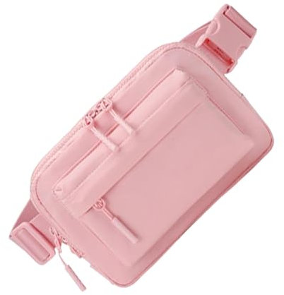 Generico Travel Sling Bag for Women, Hiking Sling Bag, Jogging Sling Bag for Girls, Cycling Sling Backpack, Waterproof 4-Zipper Pockets Unisex Fanny Pack, Outdoor Sling Bag for Men and Women, Pink,