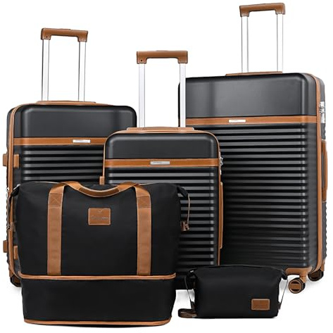 Joyway Set de Valises 5 PCS, Ensemble Bagages - 20/24/28'', Valise de Voyage Grand Espace, Roues Pivotantes à 360° Serrure TSA et Léger Durables Comprenant 1 Trousse de Toilette 1 Sac