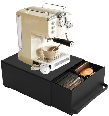 Liwankaqi Kaffee Kapselhalte,(27.5x22.2x11.5cm) Kaffeekapseln Aufbewahrung mit Schublade Made of Carbon Steel Tragfähigkeit von 11 lbs,Kaffee Organizer für Kaffeemaschine, Mixer, Wasserkocher