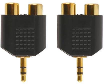 Laroal Adaptateur répartiteur 3,5 mm vers Double RCA plaqué Or, Prise Jack 3,5 mm mâle stéréo vers 2 RCA Femelles, convertisseur Audio en Y (Lot de 2)