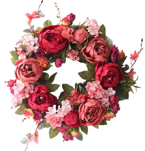 Haustürkranz eleganter künstlicher Blumenkranz Dekorativ Frühlings Sommergirlande für Türen Wandfenster nach Hause hängen