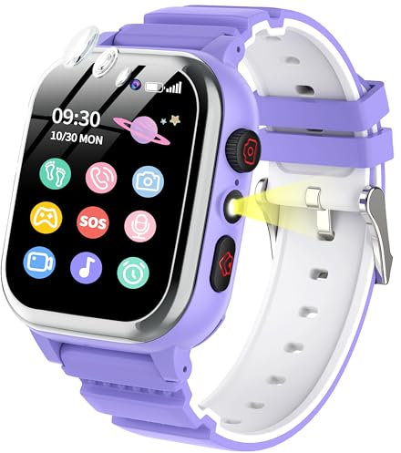 POKUJNFY Smartwatch Bambini 26 Giochi Contapassi Telefono SOS Fotocamera HD Video Player MP3 Musicale Sveglia Calorie Digitale Orologio Bambino Bambina Ragazzi e Ragazze