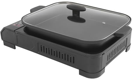 Set di fornelli da campeggio, barbecue a gas per cartucce e bombole a gas, 2 in 1, fornello a gas da campeggio con piastra grill, gas butano da campeggio, 45 x 30,5 x 8,5 cm (ferro)