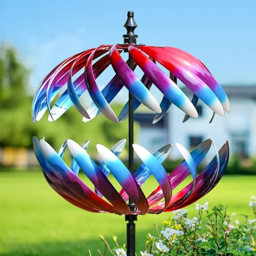 LimeHill Windspiel für den Außenbereich, 213,4 cm, große Metall-Windspiele für Hof und Garten, Windskulpturen und Spinner mit Pfahl, Windmühle für Hof, ideales Geschenk für Familie und Freunde