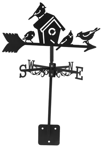 Toyvian Decoración De Jardín Veleta De Hierro para Exterior Indicador De Dirección del Viento para Jardín o Patio Diseño De Casita De Pájaros