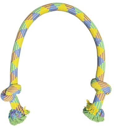 Pet Guru XL Dog Rope Toy, Braided Knotted Design with Tassels,138 cm Length, Durable Interactive Tug of War Toy for Dogs (YELLOW/MULTI, X Large 138CM)