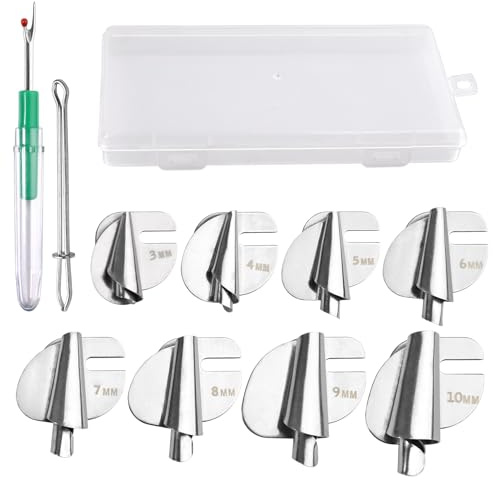 SPEEDWOX 8Pcs Universal Sewing Rolled Hemmer Foot Set 3-10mm Wide Rolled Hem Presser Feet for Home Industrial Sewing Machines Curved Scroll Hemming Accessories Kit With Needle threader Adjustable clip