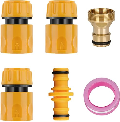 Garden Hose Fittings kit (Hose End Quick Connector+ Double Male Snap Connector+Kitchen Connector), Can Firmly Connect to an Faucet and Convert to a Standard Quick Connect System.